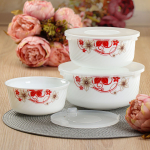 Салатник стеклокерам, кругл, 3 шт, 19,16,14 см, с крыш, Кармен, Daniks, BY14HDW-3-T36 DANIKS