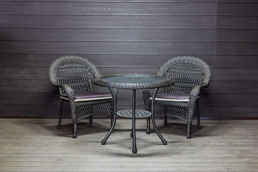 Садовый комплект из искусственного ротанга Мэдисон НЬЮ (Medison NEW) стол круглый D90 + 2 кресла с подушками на сиденье