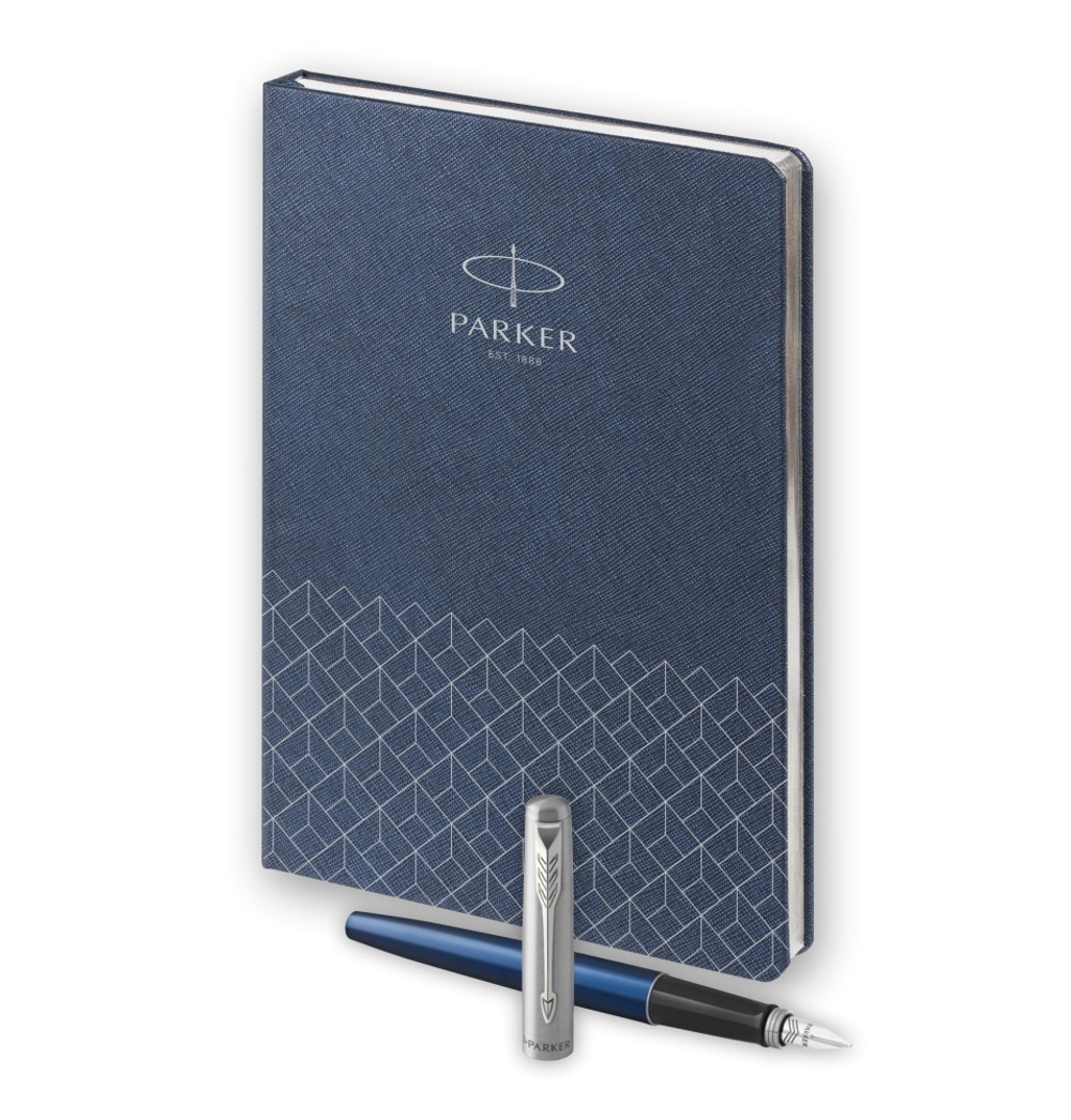 Подарочный набор: Ручка перьевая Parker Jotter Royal Blue CT, Mblue и Ежедневник недатированный, синий
