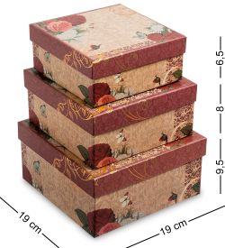 WG-09-B Набор коробок из 3шт «Квадрат» цв.беж./бордов.