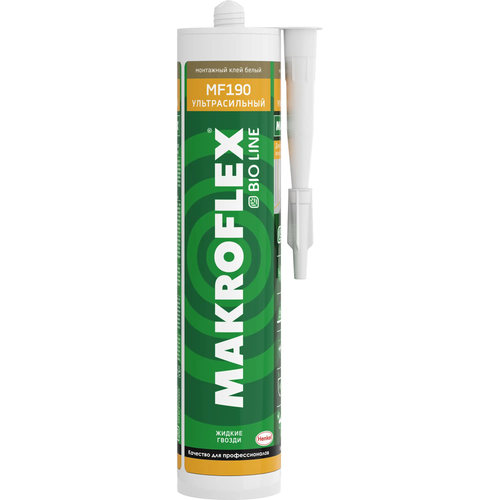 Монтажный клей ультрасильный (жидкие гвозди) Makroflex Bio Line MF190, 400 г, белый---