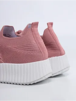 Слипоны на высокой подошве мокасины летние текстильные