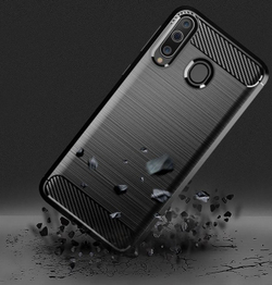 Чехол для Samsung Galaxy A40S (Galaxy M30) цвет Black (черный), серия Carbon от Caseport