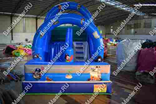 Надувной коммерческий батут-горка "Морской бой", 6*3,3*5 м.