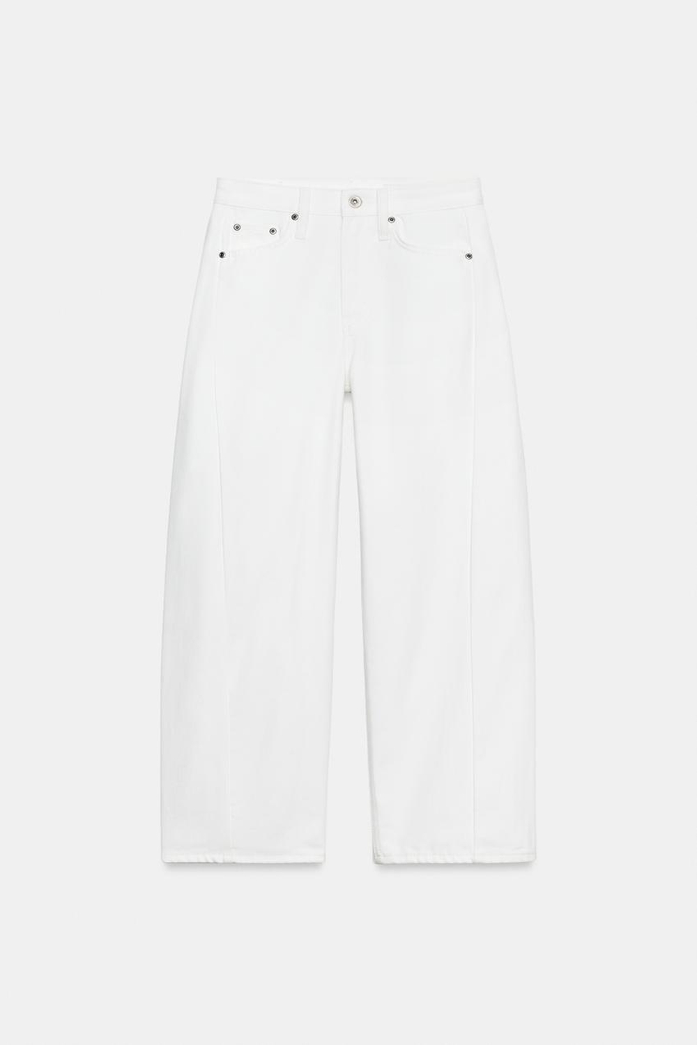 ZARA ДЖИНСЫ ZW COLLECTION ANKLE RELAXED СО СРЕДНЕЙ ПОСАДКОЙ, БЕЛЫЙ
