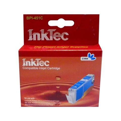 Картридж InkTec, аналог CANON CLI-451XL C PIXMA для iP7240/MG6340/5440/7140 Cyan