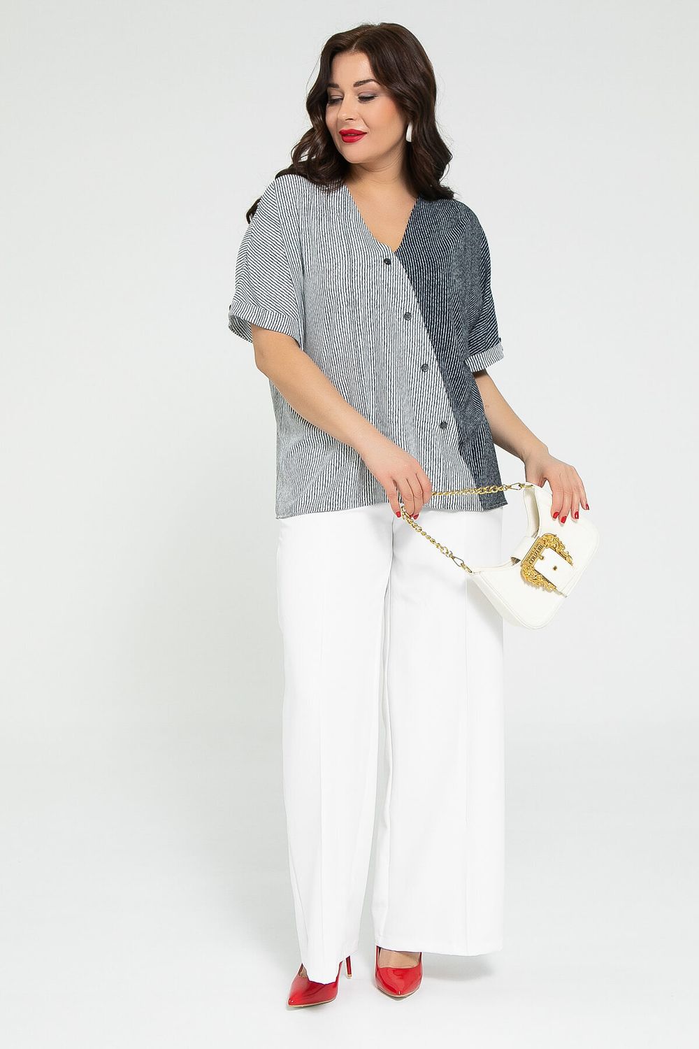 Блуза Миланья (бело-синяя) Б12846-27М LT Collection