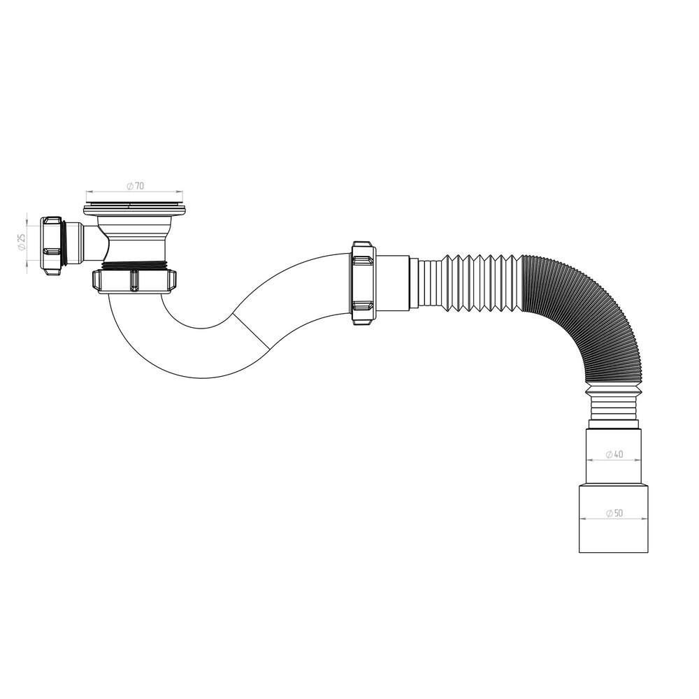 Сифон для душ.поддона 1 1/2*40 с гофро трубой 40*40/50 V120-АК САНДЕСАНТ