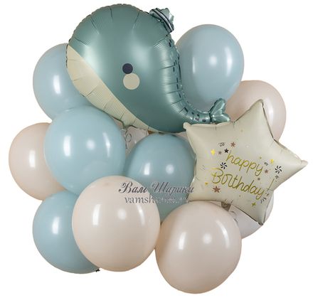 Букет шаров "Голубой кит на День Рождения"