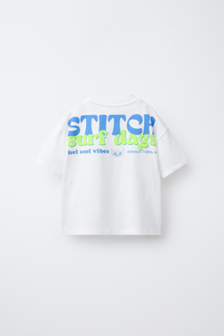 ZARA ФУТБОЛКА С ПРИНТОМ LILO & STITCH © DISNEY, ЭКРЮ