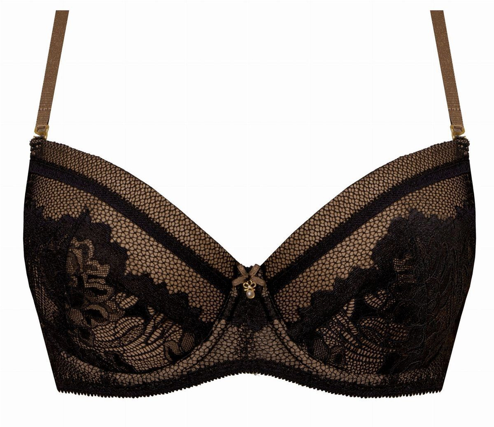 Пуш-ап бюстгальтер с ажуром на чашках (Размер: 85C) (Цвет: кремовый)