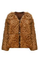 Коричневая двусторонняя шуба-дубленка k é k é