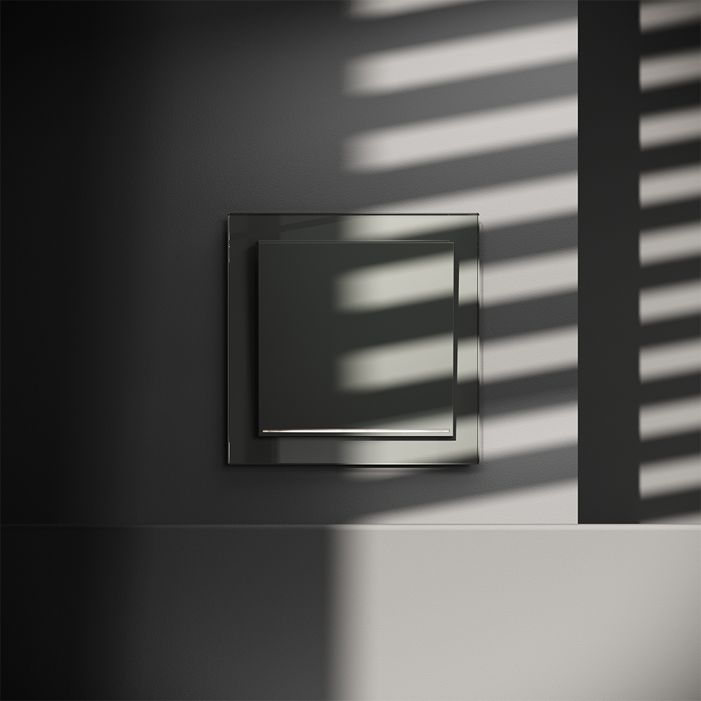 Выключатель встраиваемый VOLTUM S70 одноклавишный с подсветкой 10А, (титан)