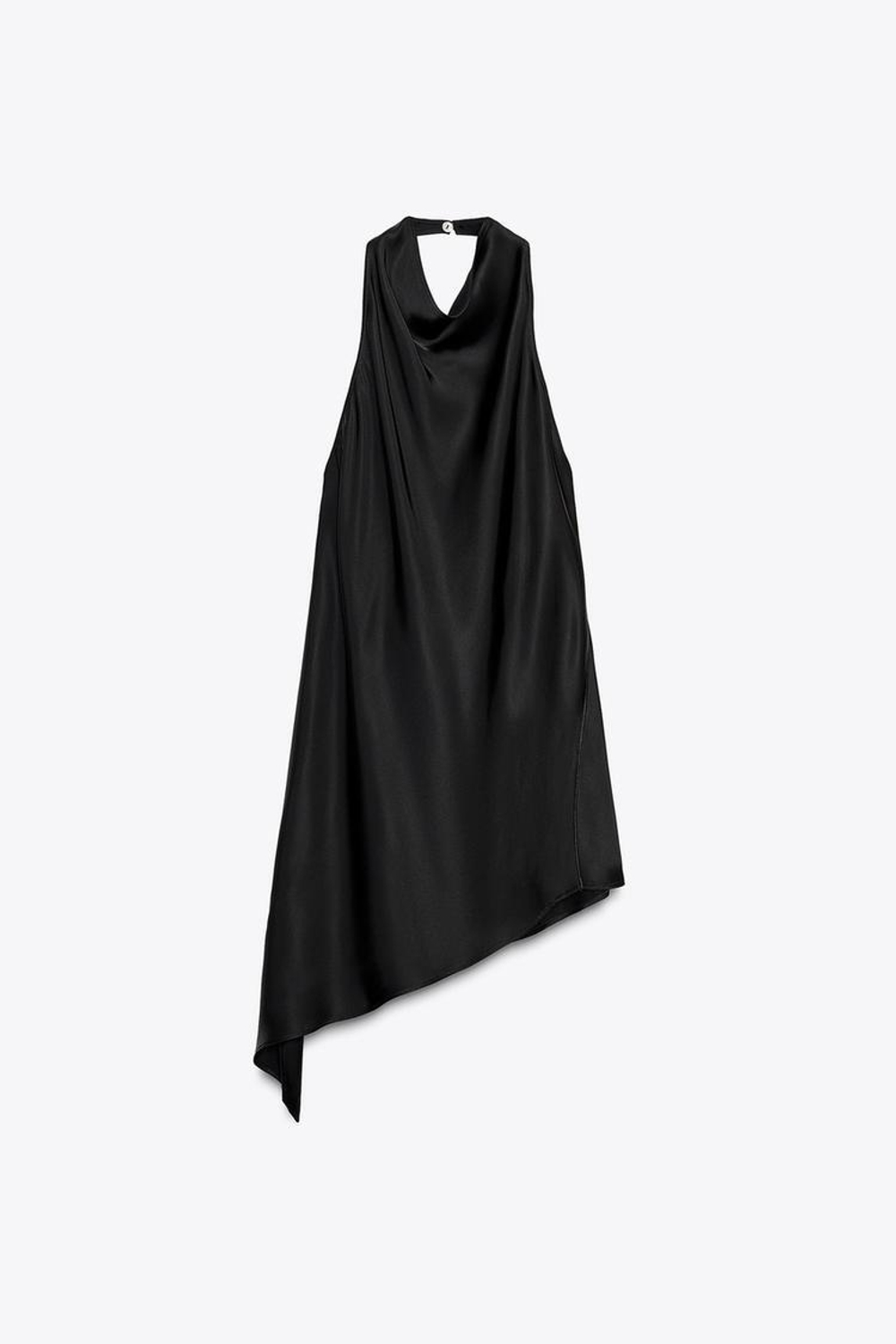 ZARA АТЛАСНЫЙ ТОП С ГОРЛОВИНОЙ ХАЛТЕР — ZW COLLECTION, ЧЕРНЫЙ