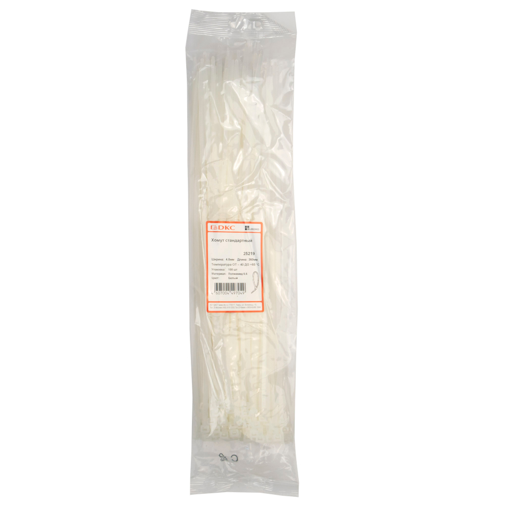 Хомут P6.6 стандартный, белый, 4,8х360