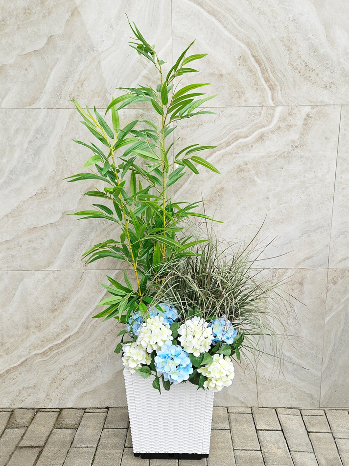 Набор растений 130см в белом кашпо