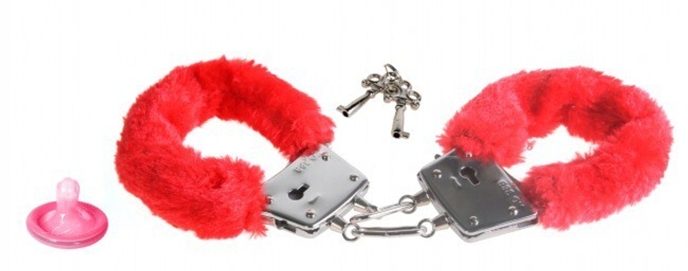 Наручники красные Beginner's Furry Cuffs (Цвет: красный)