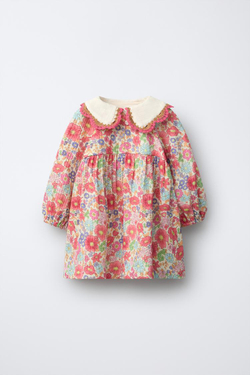 ZARA ПЛАТЬЕ С ЦВЕТОЧНЫМ ПРИНТОМ, РОЗОВЫЙ