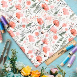 Ткань премиум бифлекс красные полевые цветочки