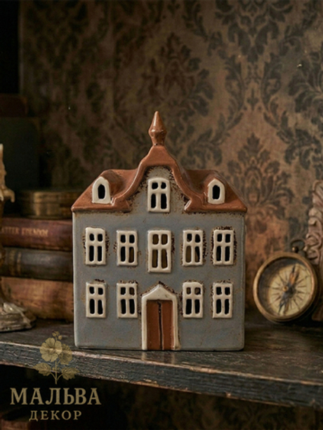 Подсвечник "Домик - Амстердам" серый 16x9x20 см ОТ Clayre & Eef