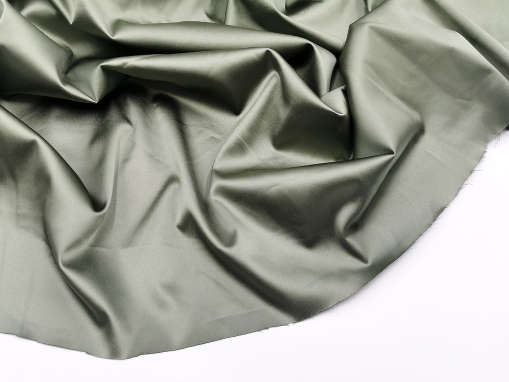 Атлас-стрейч, Италия, эластичный, бельевой, Олива