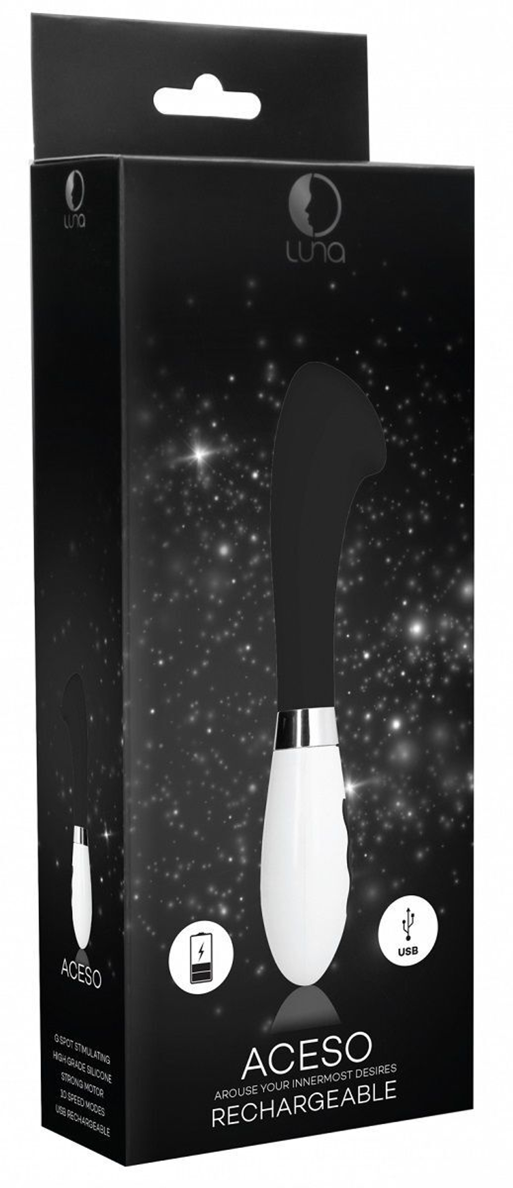 Черный вибратор Aceso с утолщенной головкой - 20,8 см. (Цвет: черный)