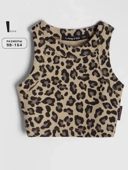 Кроп топ для девочки летний, леопард