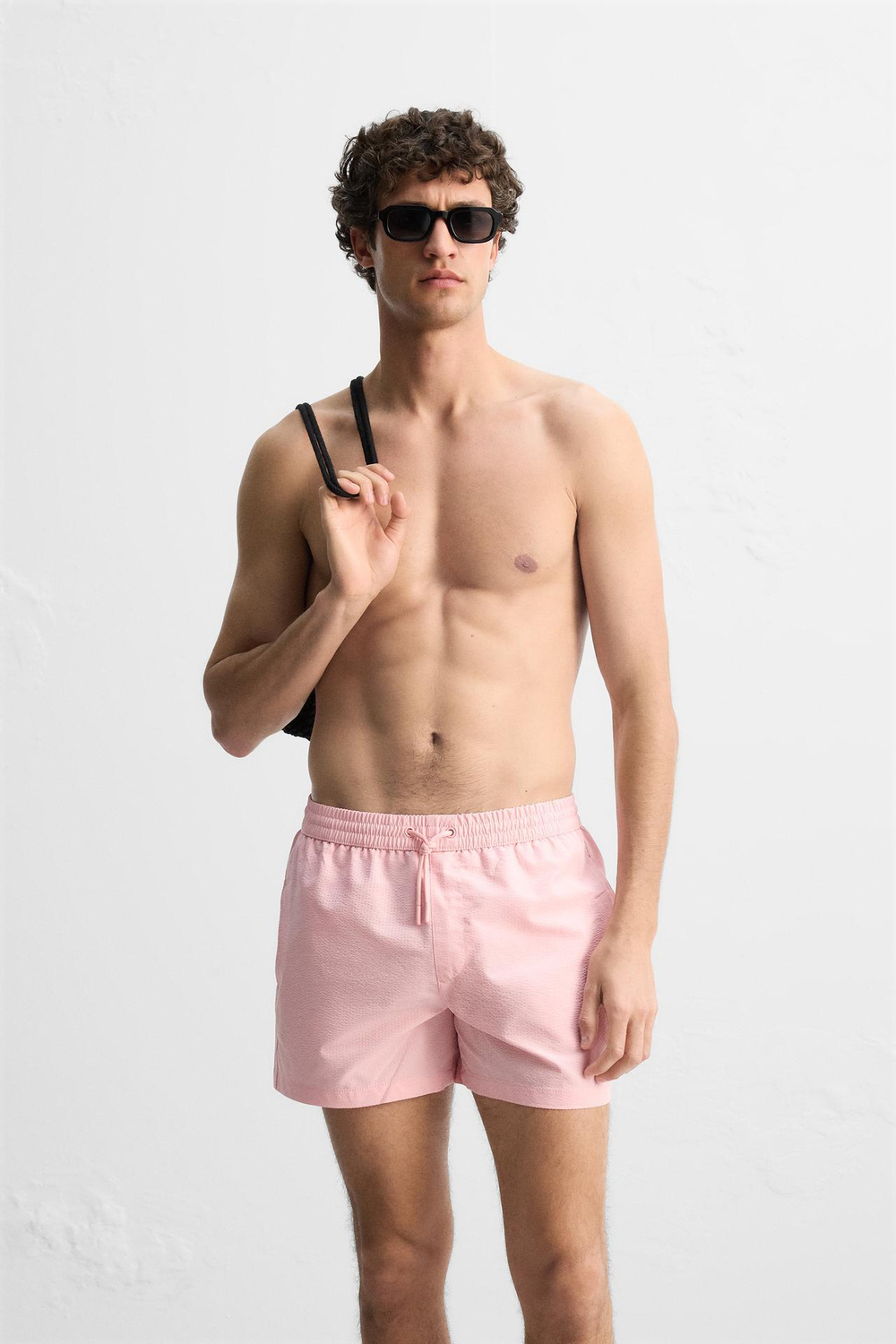 ZARA ПЛАВКИ SEERSUCKER, РОЗОВЫЙ