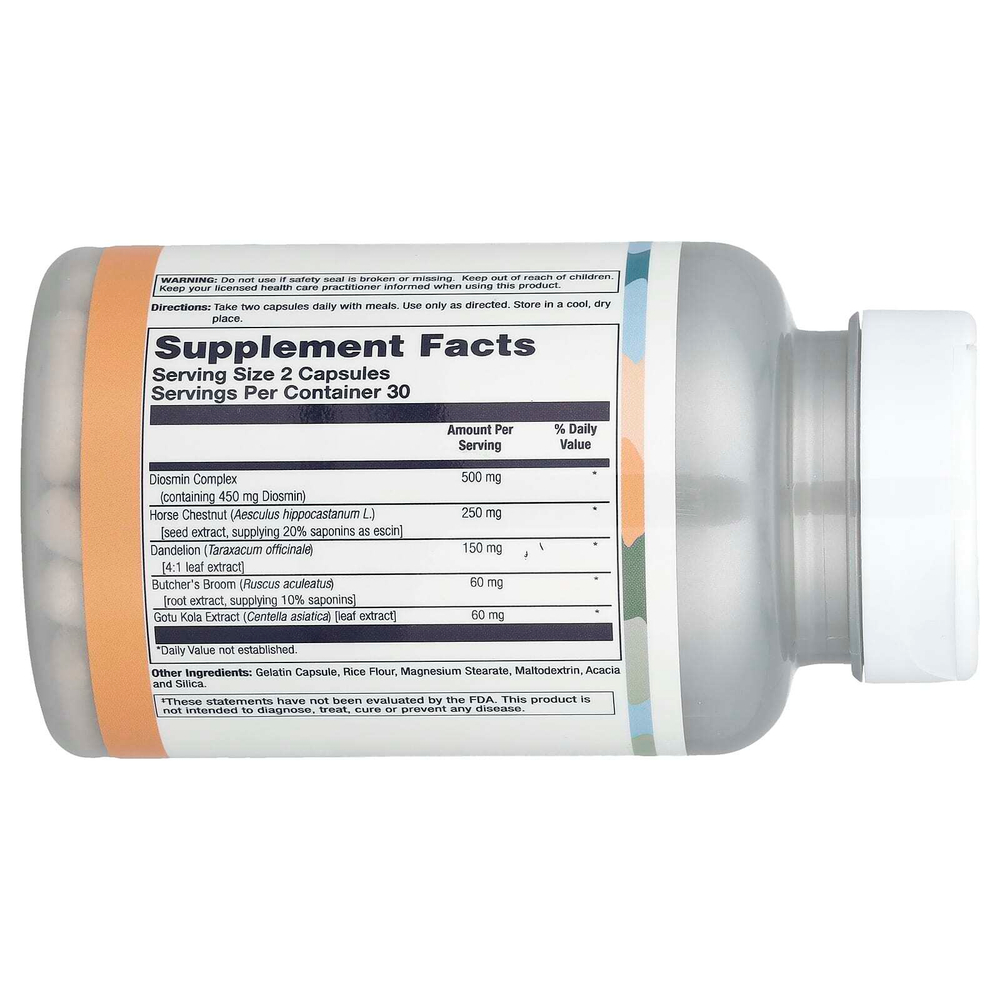 LifeTime Vitamins, поддержка для вен, комплекс с диосмином, 60 капсул