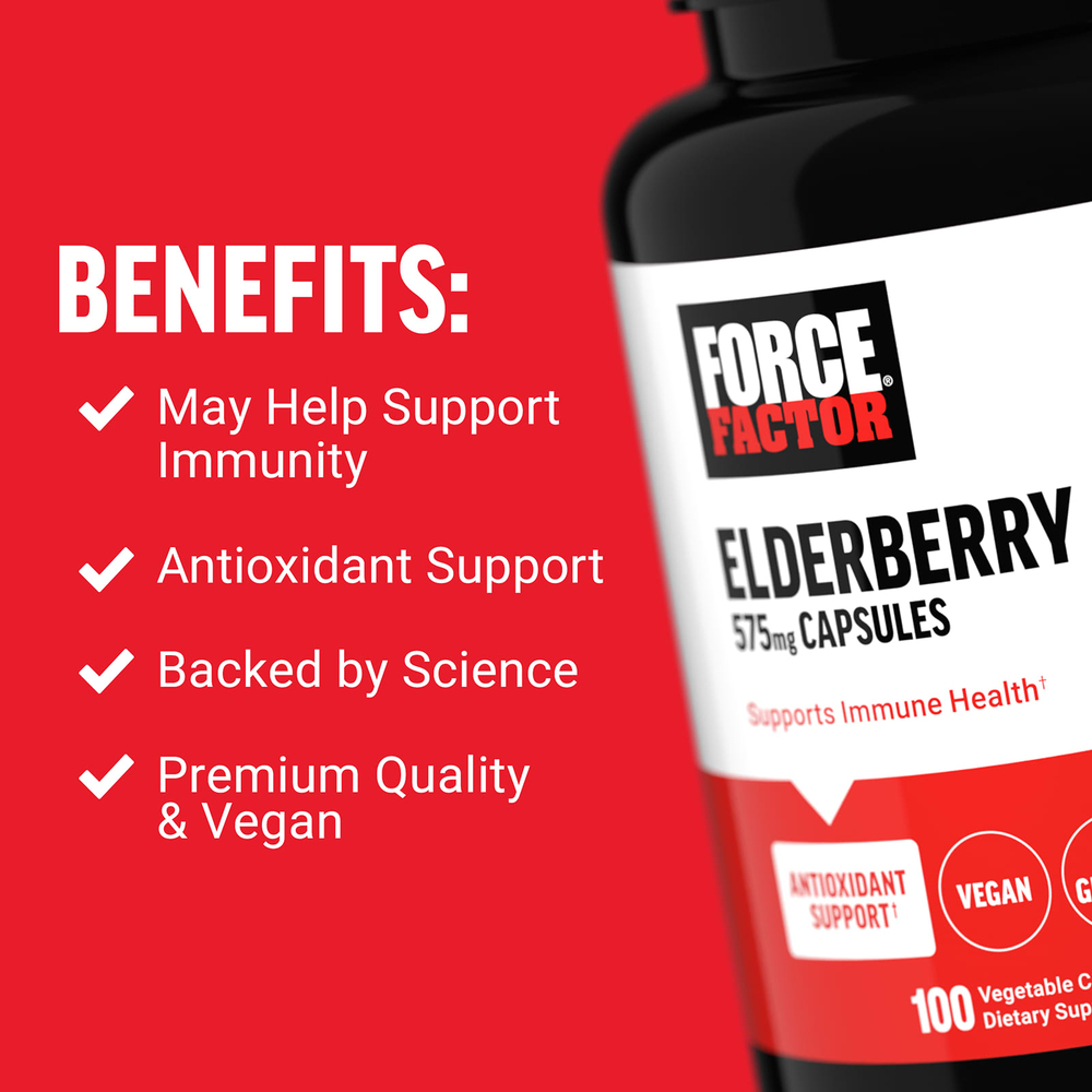 Force Factor, Бузина, 100 растительных капсул (575 мг на капсулу)