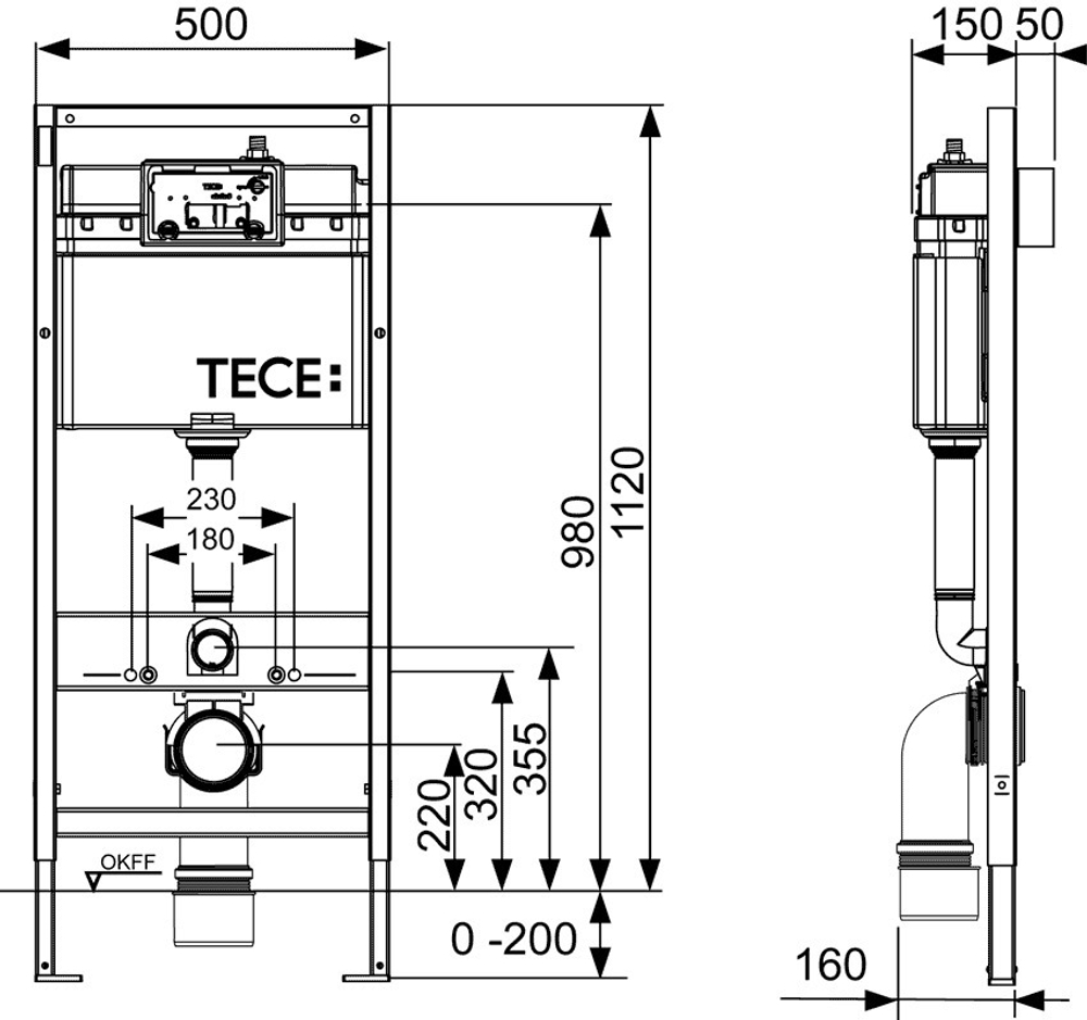 TECE 9400405 TECEbase BASE 2.0 Комплект инсталляции 4 в 1 с панелью смыва ТЕСЕambia, цвет хром глянцевый,  для установки подвесного унитаза