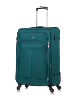 Чемодан тканевый Lcase Amsterdam размера L. Дорожный чемодан с расширением, 75 см, 96 л, Зеленый