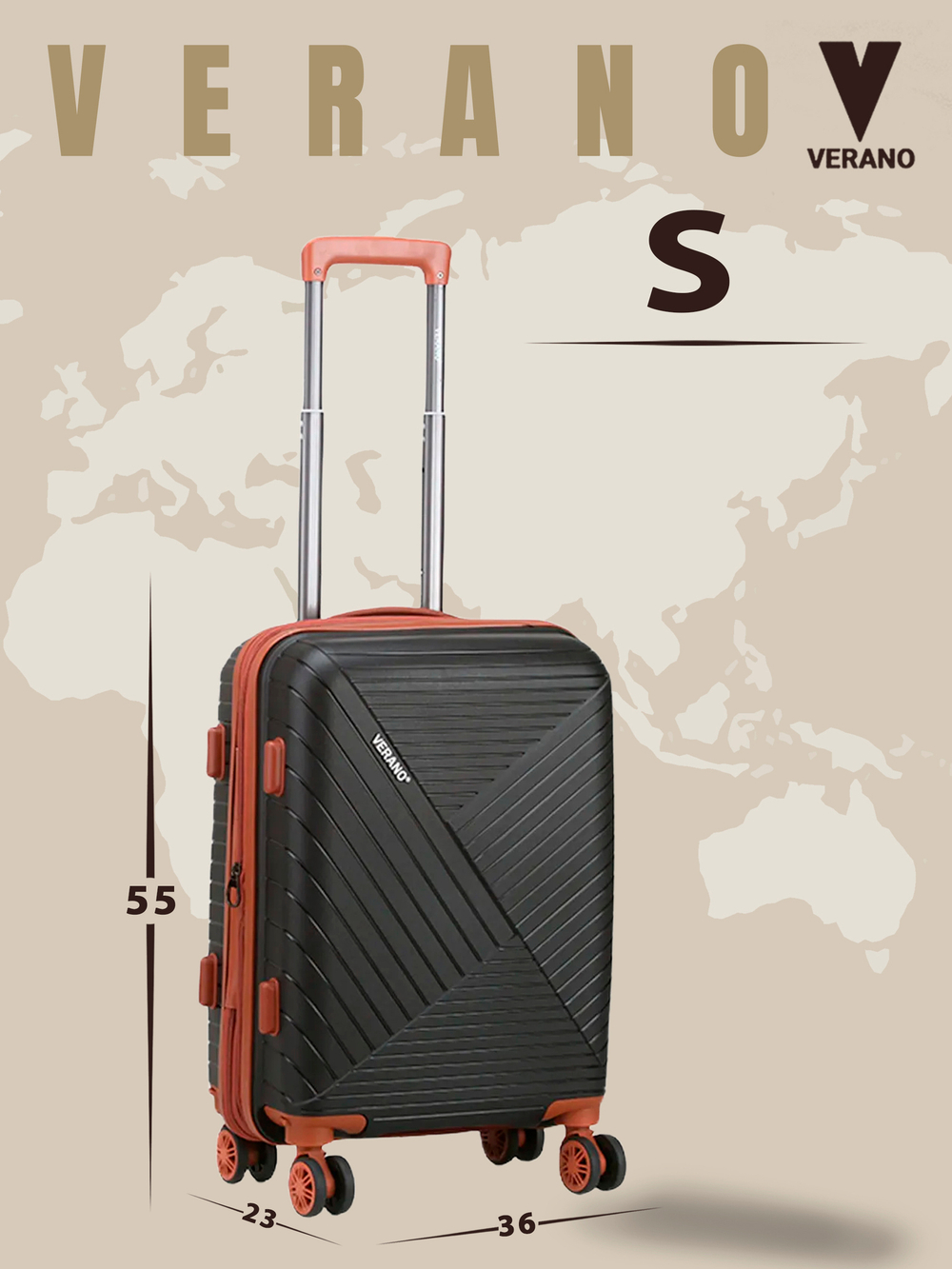 Чемодан мини "Verano" из полипропилена, съёмные колёса