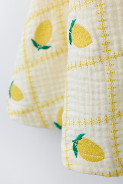ZARA Х CASA LAWA ПЛАТЬЕ С ВЫШИВКОЙ В ВИДЕ ЛИМОНОВ, ЭКРЮ