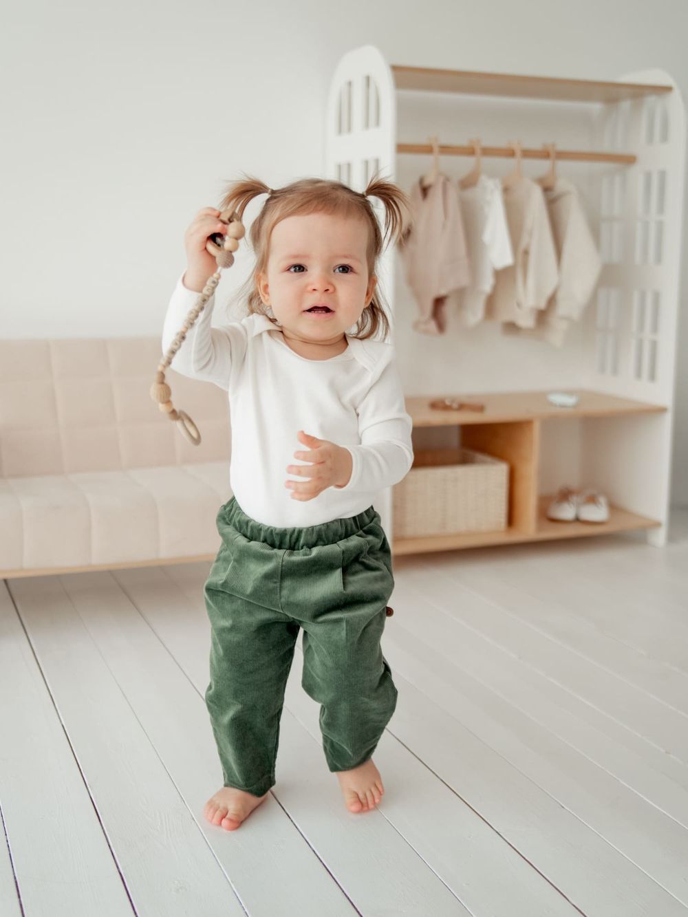 Брюки вельветовые "Олива" 0+