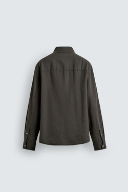 ZARA РУБАШКА С ФЛАНЕЛЕВОЙ ОТДЕЛКОЙ, СЕРОВАТО-КОРИЧНЕВЫЙ