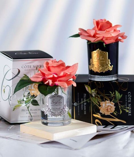 Коралловая роза ароматизированная в черной вазе, Cote Noire