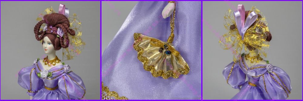 Сувенирная кукла в бальном платье с веером