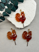 Подвеска "Петушок на палочке" ручной работы, карамель, 30*35 мм