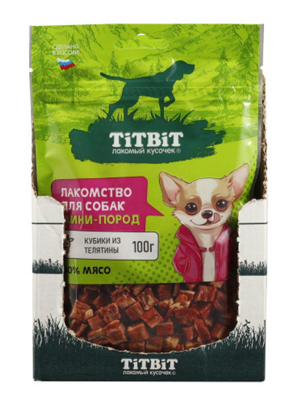 Лакомство TitBit для собак мини пород, кубики из телятины Лакомство TitBit для собак мини пород, кубики из телятины