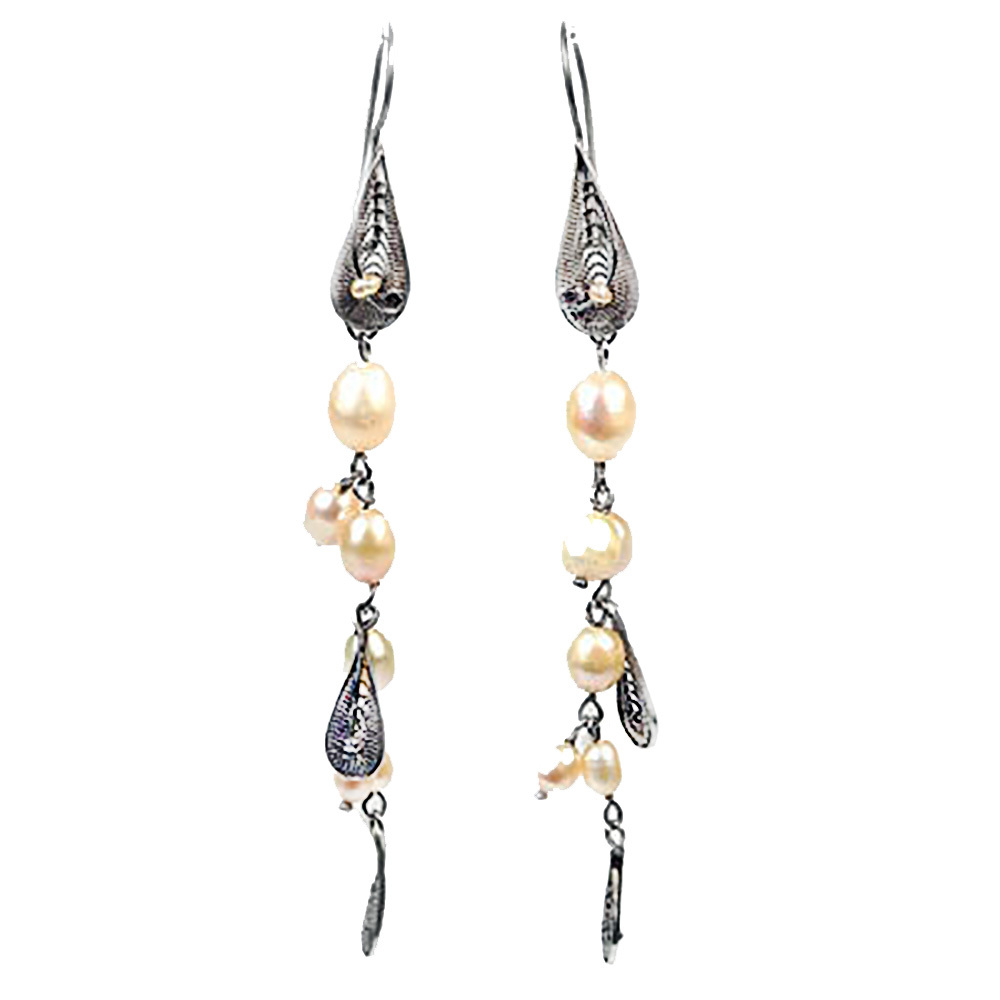 Серьги "Гаяне" жемчуг, скань асс.