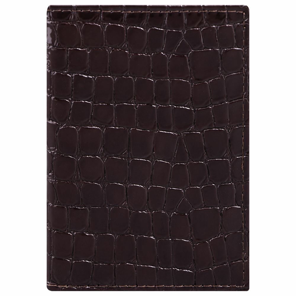 Обложка для паспорта STAFF "Profit", экокожа крокодил, мягкая вставка, коричневая, 237201