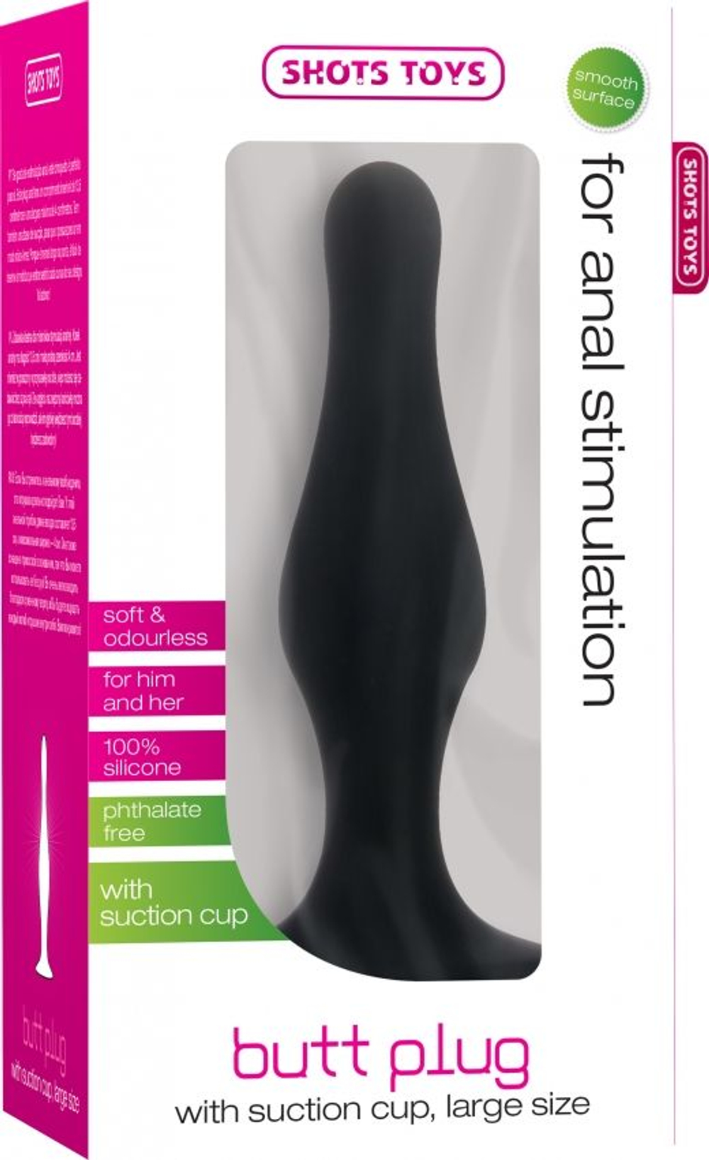 Чёрная фигурная анальная пробка Butt Plug with Suction Cup Large (Цвет: черный)