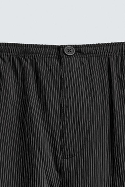 ZARA СТРУЯЩИЕСЯ БРЮКИ В ПОЛОСКУ, ЧЕРНЫЙ