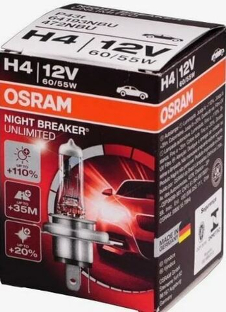 Автолампа H4 12V 60/55W P43t Osram  +110% NIGHT BREAKER Unlimited (64193NBU) 1шт