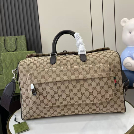 Мужская сумка Gucci GG Canvas Medium Duffle Bag бежевая