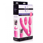 Надувной безременной страпон с вибрацией и пультом ДУ Strap U Remote Control Inflatable Ergo-Fit Strapless Strap-On, розовый, 14.6х3.8см