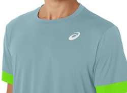 Мужская теннисная футболка Asics Court Short Sleeve Top - teal tint/electric lime