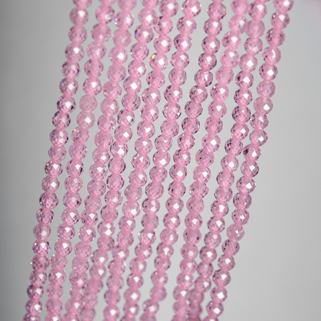 Фианиты, оттенок "Нежный розовый", 2,8-3мм шар, микроогранка