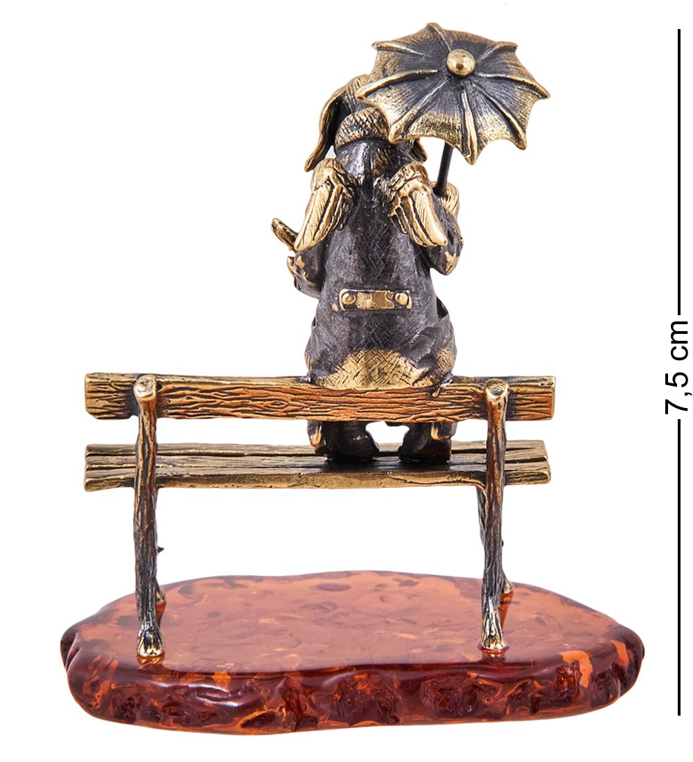 Народные промыслы AM-3918 Фигурка «Собака Ангел» (латунь, янтарь)